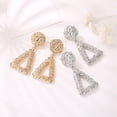 thumbnail image 3 of enjoywould 1 Pair Lady Dangle Earrings Triangle Shape Hollow Out Rough Surface Cool Style Exaggerated Solid Color Anti-allergy Lady Street Prom Party Hanging Earrings, 3 of 4