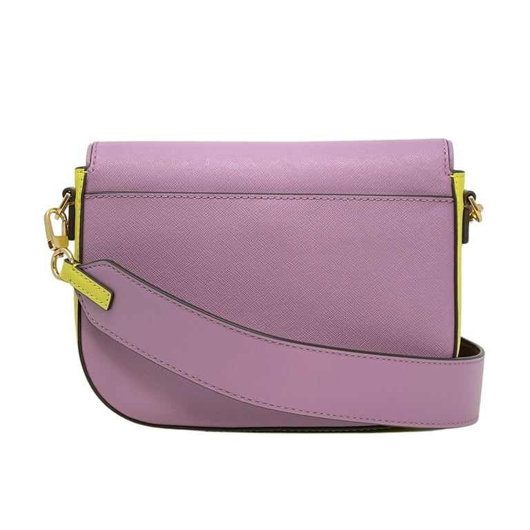Tory Burch Women s Emerson Color Block Saffiano Leather Crossbody Bag Purple Yellow Walmart