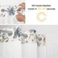 thumbnail image 2 of Spring off No Hooks Shower Curtain with Snap-in Liner White Lake Blue Flower Grey Leaves Vintage Shower Curtains for Bathroom, Waterproof, Easy Install, Washable 72"x72", 2 of 9