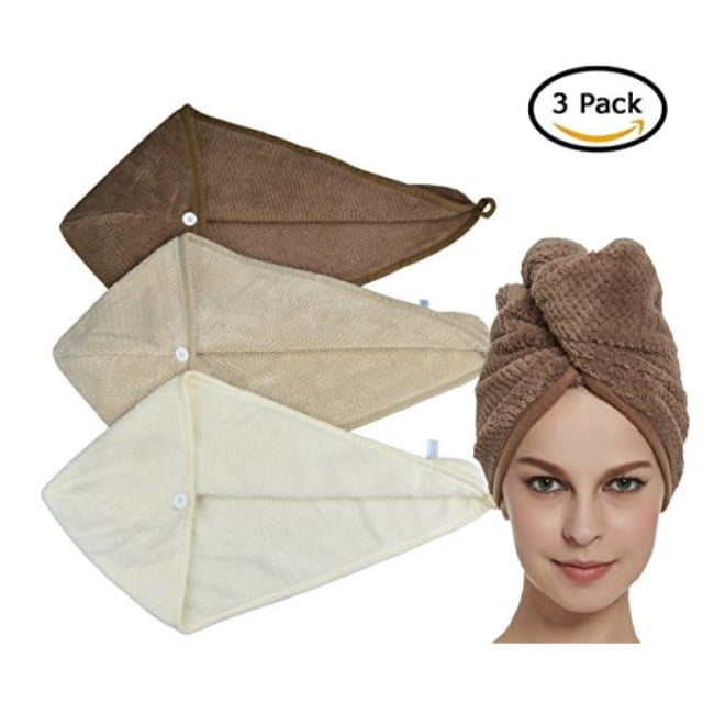 hopeshine women's soft shower hair drying towels twist hair turban wrap