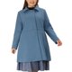 thumbnail image 1 of Abrigos de invierno para mujeres de tallas grandes Agnes Orinda, con solapa muesca, abotonado simple, elegante abrigo largo tipo trench con bolsillo 2X azul, 1 of 7