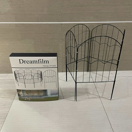 Dreamfilm Palings of metal,Dog Fence Outdoor for Yard Garden Fence 13ft (L) X 2ft (H) Black Animal Barrier with No-Dig Stakes Arched Rustproof Metal Fence Decorative