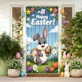 thumbnail image 5 of Tyidzon Easter Door Cover Banner, Colorful Bunny Egg Wreath Themed Porch Sign, Large Front Door Wall Backdrop for Indoor Outdoor Spring Party Decorations and Photo Booth Props, 71 x 35 inch, 5 of 6