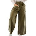 thumbnail image 1 of Fashion Womens Casual Solid Color Pants Straight Wide Leg Trousers Pants With Pocket, 1 of 5