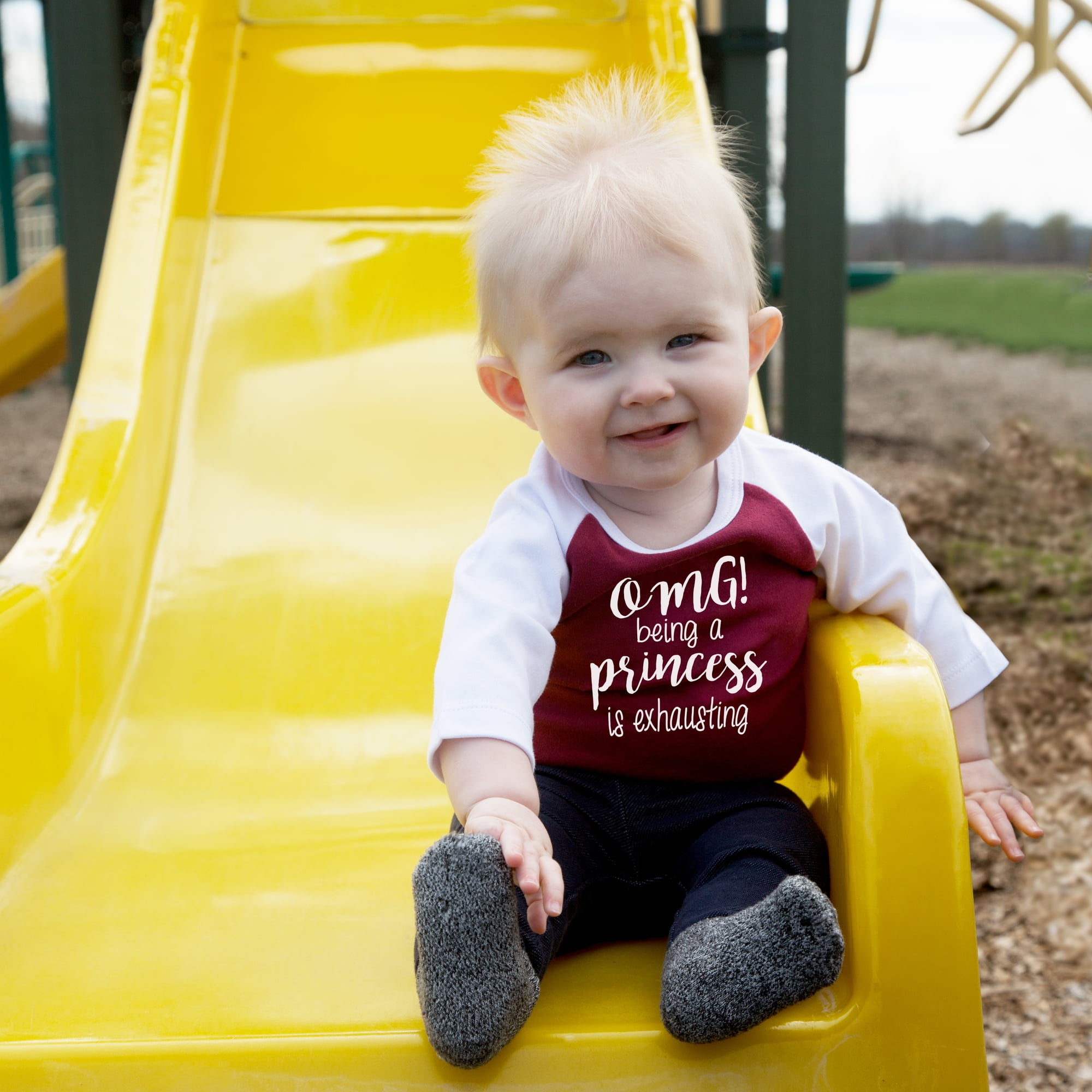 Princess - 12-24 Months 3/4 Length Sleeve Maroon Onesie