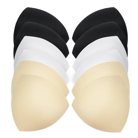 

TENDYCOCO 6 Pairs Women Removable Bra Spongy Pad Bra Inserts Pads For Swimwear Sports (White/Black/Skin Color)