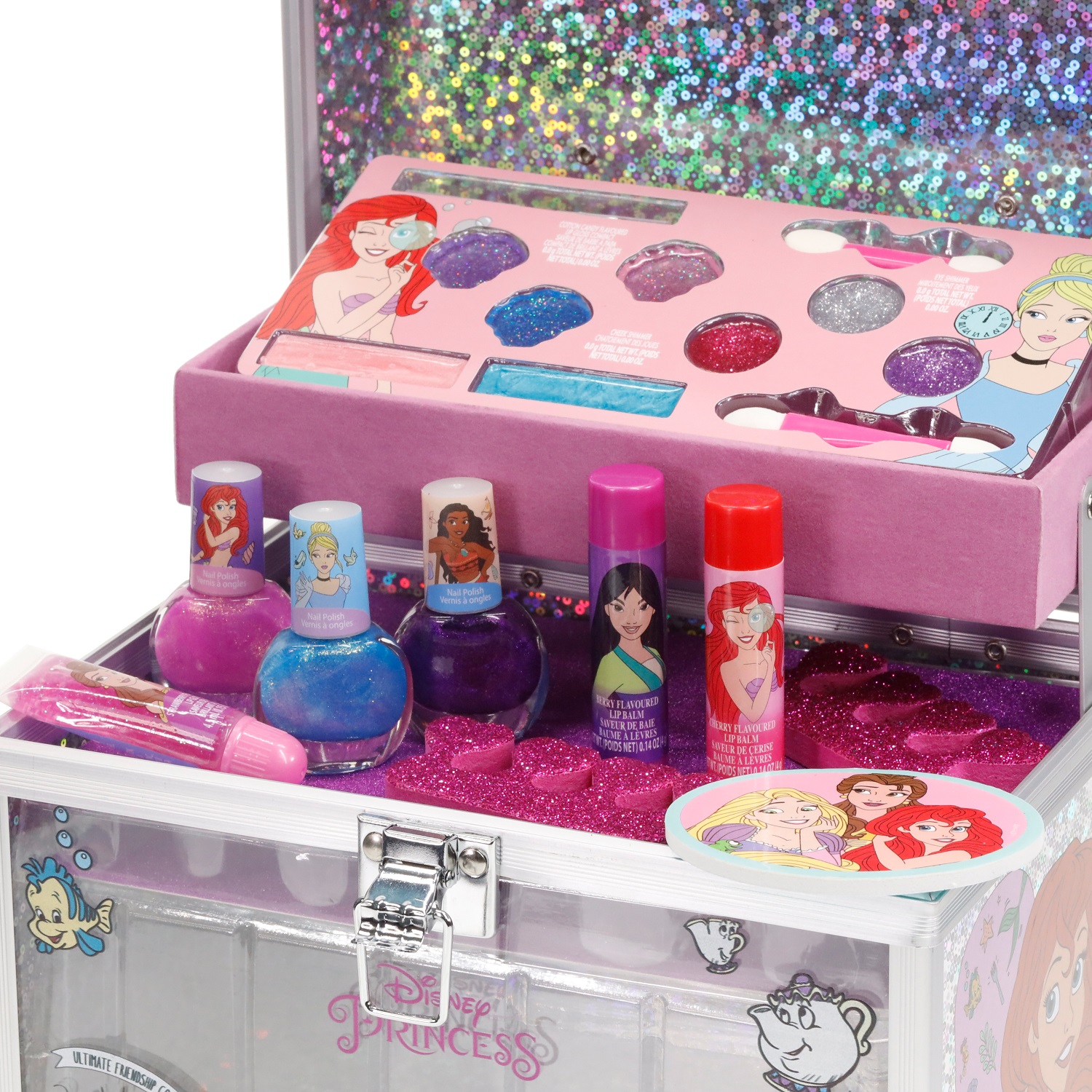 Disney Princess Train Case Pretend Play Cosmetic Set- Kids Beauty, Toy, Gift for Girls, Ages 3+ by Townley Girl - image 3 of 10