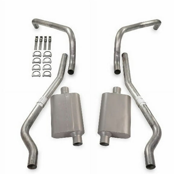 62-67 Chevy II Nova 2.5" Dual Exhaust Kit 2 Chamber Mufflers Rear Exit