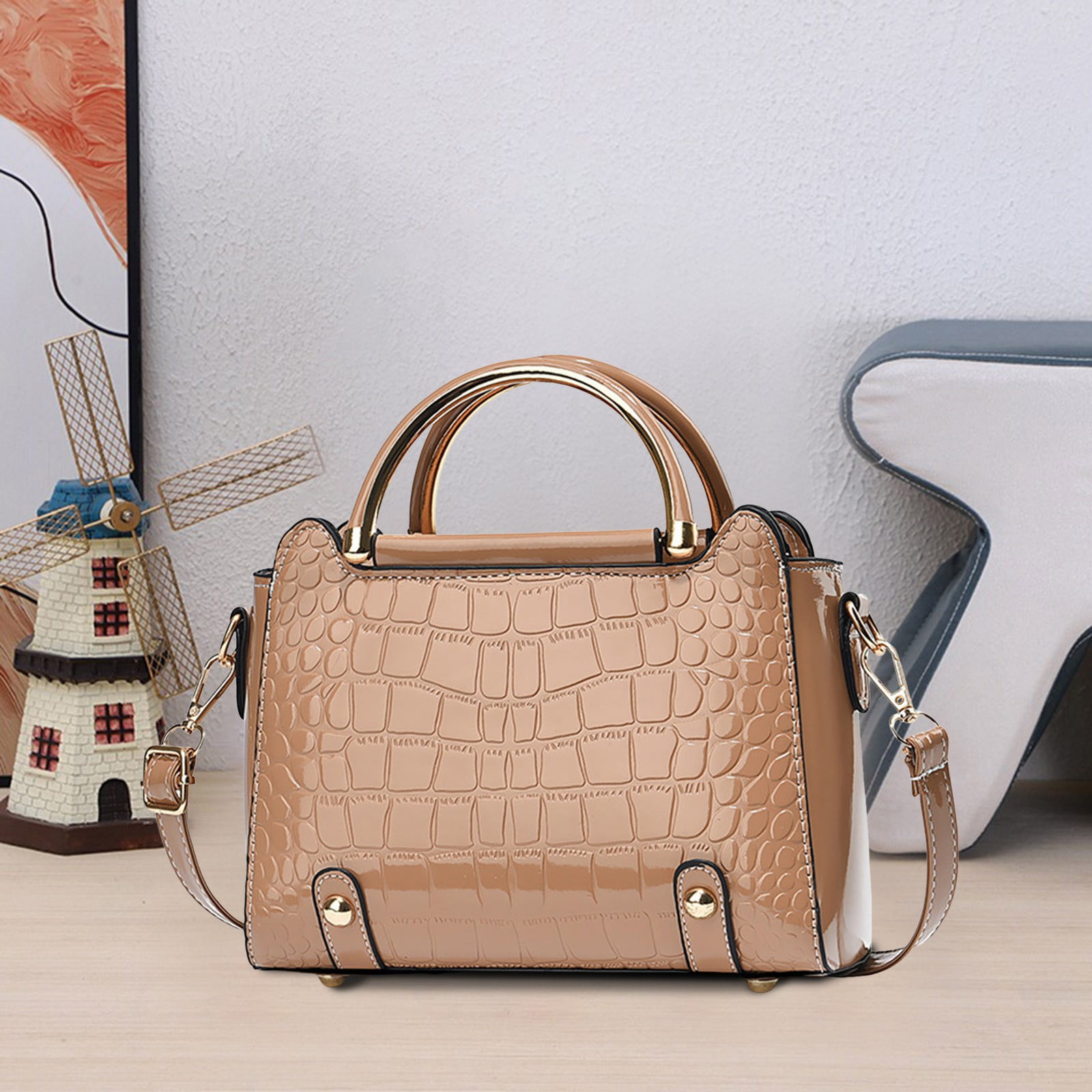 LONGshukeji Crocodile Crossbody Shoulder Bags for Women, Trendy Purse for Phone, Womens Top Handle Clutches Handbags