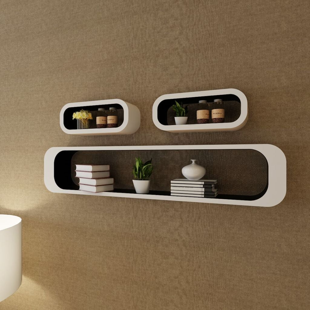 Floating Wall Display Shelves, Wall Mounted Collectables Bookshelf for Home Office Decor Furniture, Set of 3