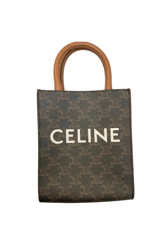 Pre-Owned CELINE Mini Vertical Triomphe Canvas Cover 2-Way Shoulder Bag 194372BZK.04LU Black...