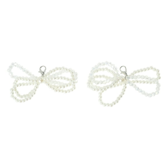 Unique Bargains 1 Pair Shoelace Charms Faux Pearl Bow Style 3 Fashion Shoe Accessories White