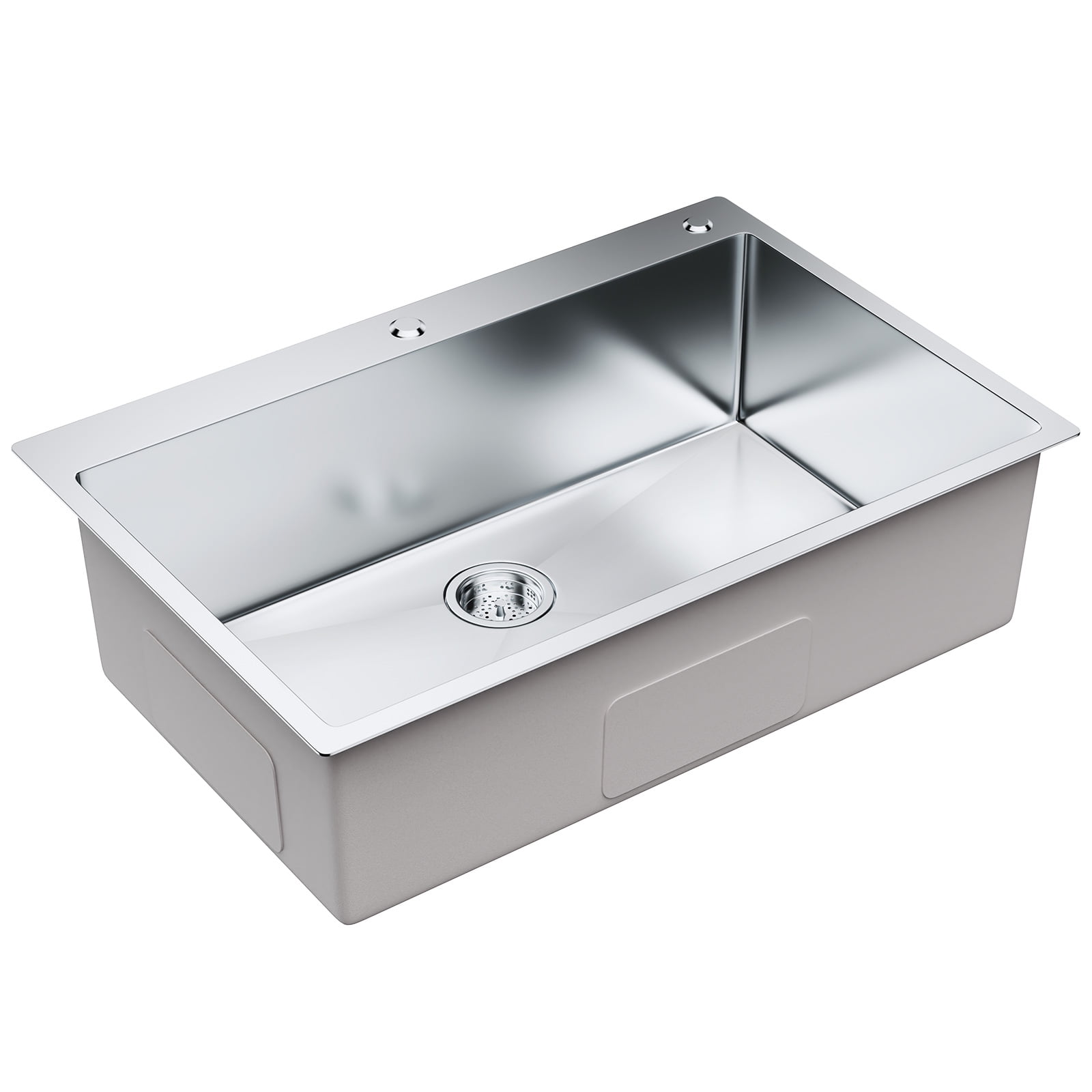 BENTISM 33" x 22" Kitchen Sink Top Mount Single Bowl Basin Stainless Steel Kitchen Bar