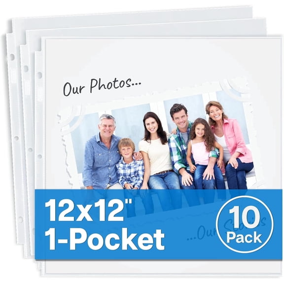 Dunwell 12x12 Photo Album, Slip-In Picture Binder, 20-Pack