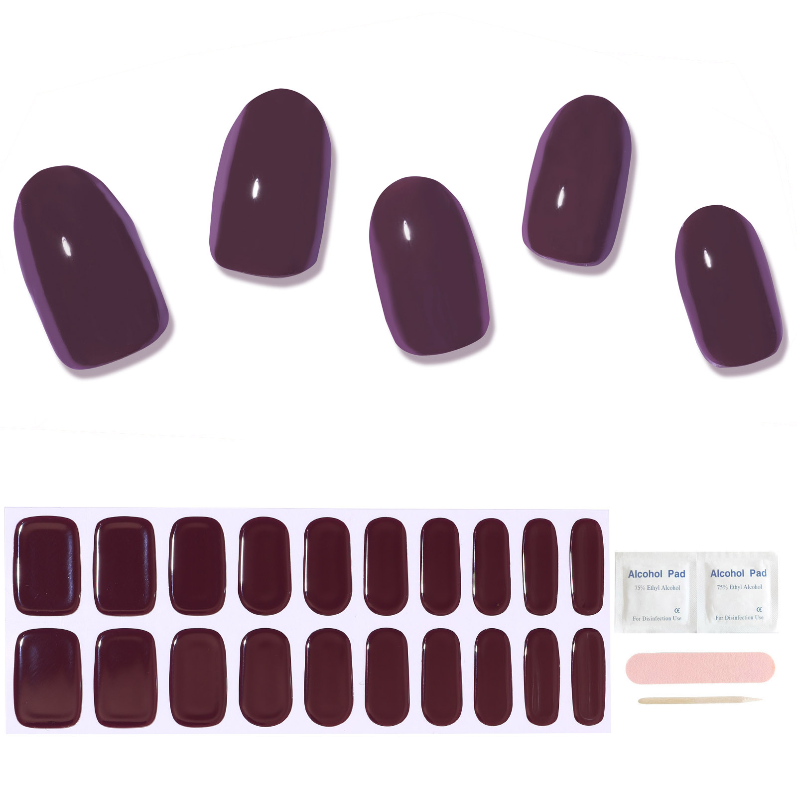 Nail Polish Sticker Waterproof Solid Color Adhesive Strip Semicured
