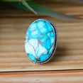thumbnail image 5 of Ice Blue Mohave Turquoise Ring, 925 Silver Ring, Oval Cut Gemstone, Rustic Silver Ring, Gothic Ring, Bohemian Ring, Southwestern Jewelry**, 5 of 5