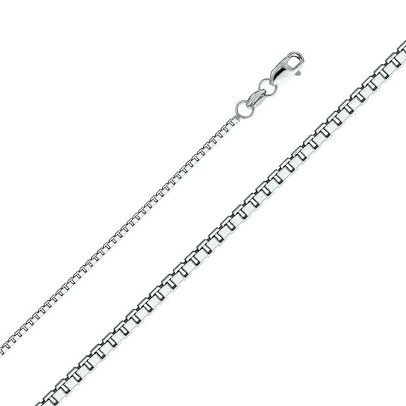 14k White Gold 1.2mm Diamond-Cut Solid Box Chain Link Necklace 16" Jewelry Female Unisex