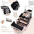 thumbnail image 4 of Caja de maquillaje de 11.6 pulgadas para mujer, organizador de joyas de viaje con compartimentos y espejo, portátil, con bloqueo, estilo brillante, 4 of 8