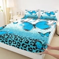 thumbnail image 5 of Homewish Girls Butterfly Bed Sheets, Sequin Cheetah Print Full Size Sheets, 4pcs (1 Flat Sheet, 1 Fitted Sheet and 2 Pillowcases), 5 of 6