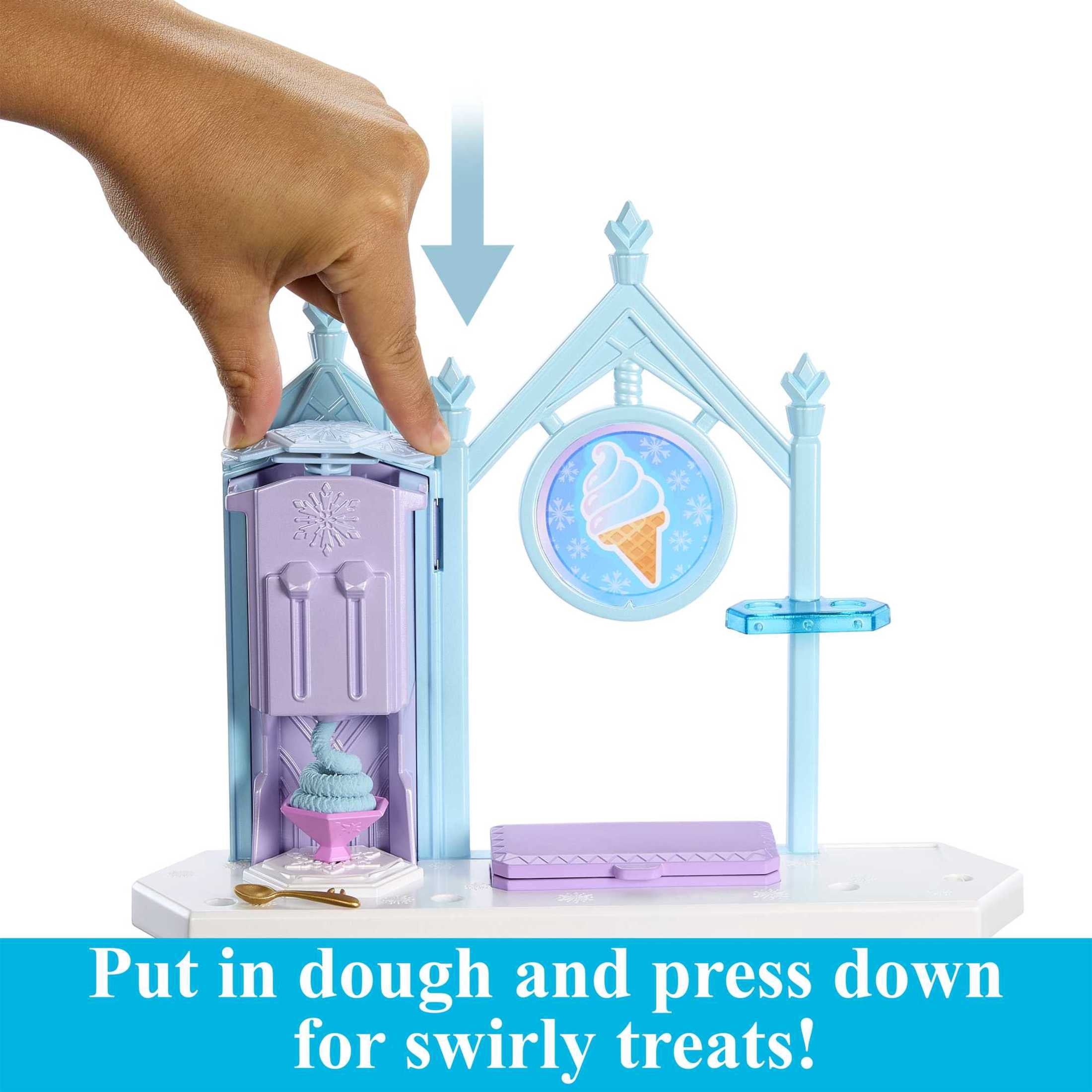 Disney Frozen Toys, Elsa & Olaf’s Frozen Desserts Playset with 2 Colors Dough, 10+ Play Pieces