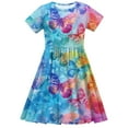thumbnail image 4 of RXIRUCGD 2025 Vêtements d'Été pour Enfants Tout-Petits Filles Mignon Mode Imprimé Manches Courtes Robe Extensible Robe Ligne A, 4 of 4