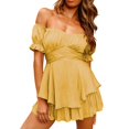thumbnail image 1 of GDREDA Plus Size Jumpsuit for Women Solid Color Ruffle One Shoulder Neck Short Sleeve Strap Jumpsuit Shorts F,L, 1 of 4