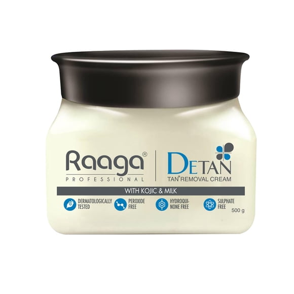 Raaga Professional DeTan Cream Reduces Tanning Sun Damage Milk Extract for Hydrated EvenToned Skin Gentle Face Body Formula For All Skin Types 1764 Oz 500g
