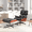 Dark Rosewood Black, variant on Cottinch Mid Century Chaise Lounge Chair and Ottoman, Modern Accent Chair Upholstered Swivel Armchair for Living Room Office, Top Grain Leather, Wood Frame, Meatal Base, Walnut Black