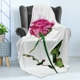 thumbnail image 4 of Vintage Rose Soft Flannel Fleece Throw Blanket, Single Rose Flower Branch Smoking Look Illustration, Cozy Plush for Indoor and Outdoor Use, 50" x 60", Fern Green Pastel Pink, by Ambesonne, 4 of 5