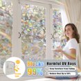 thumbnail image 5 of Window Privacy Film Stained Glass Rainbow Window Clings 3D Static Stained Glass Cling Tint Non-Adhesive Reusable Decorative for Home(Rhombus,17.5 x 78.7 in), 5 of 7