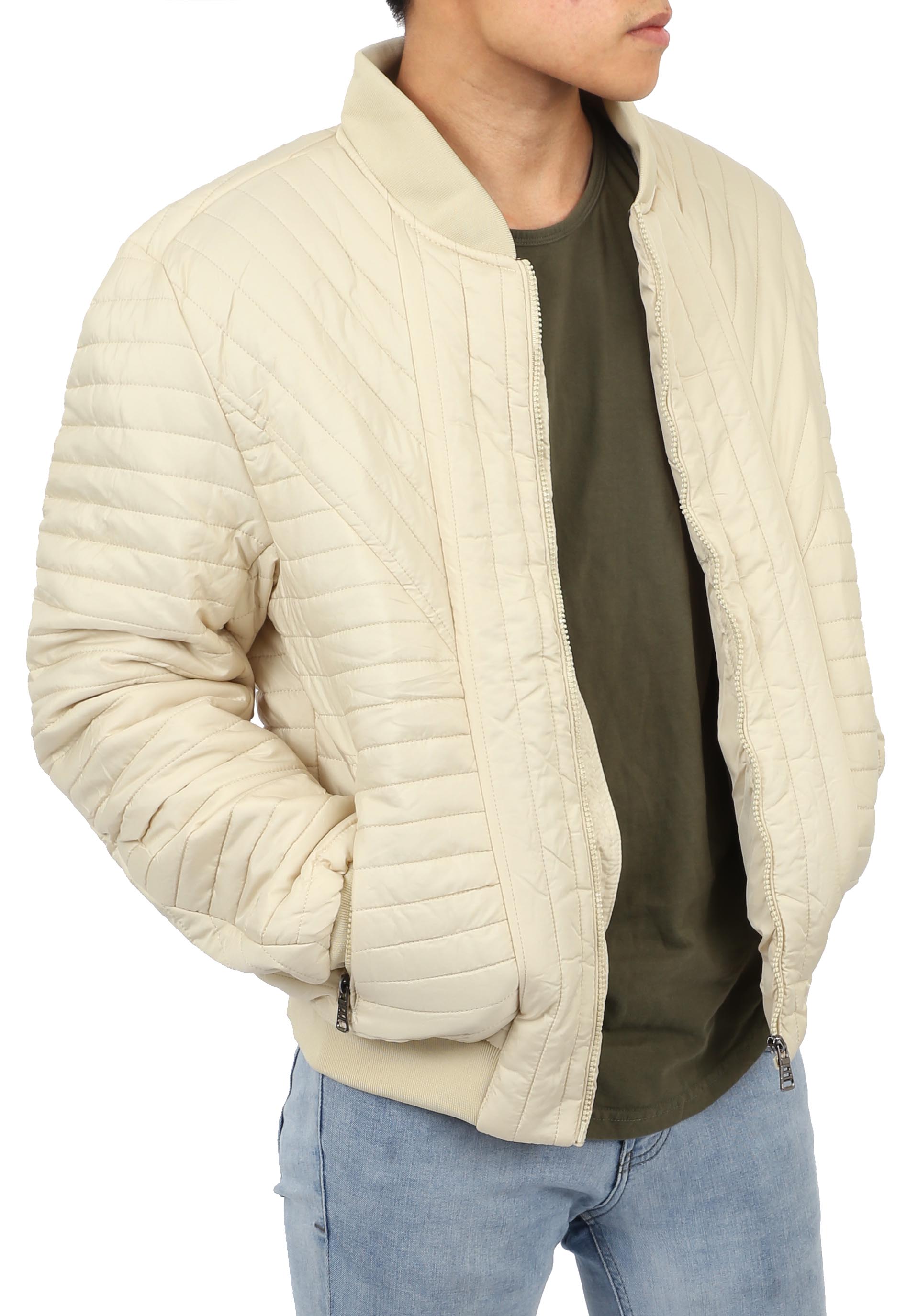 Ma Croix Mens Padded Jackets Quilted Puffer Faux PU Leather Biker Outerwear