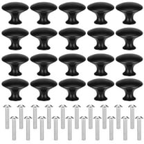 Armscye 20 Pcs Black Cabinet Door Knobs, 30mm Drawer Pulls with Screw, Round Matte Dresser Knobs, Stainless Steel Kitchen Cabinet Handles, Cabinet Hardware for Cupboard Wardrobe