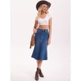 thumbnail image 7 of DARING DIVA Women's Bodycon Fishtail Ruffled Knee Length Jean Skirt Small Blue, 7 of 7