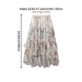 thumbnail image 4 of Women Floral Print Long Skirt Elastic High Waist Skirt irregular hem Mesh Skirt Pleated Dress Elegant Streetwear Tulle Skirt, 4 of 7