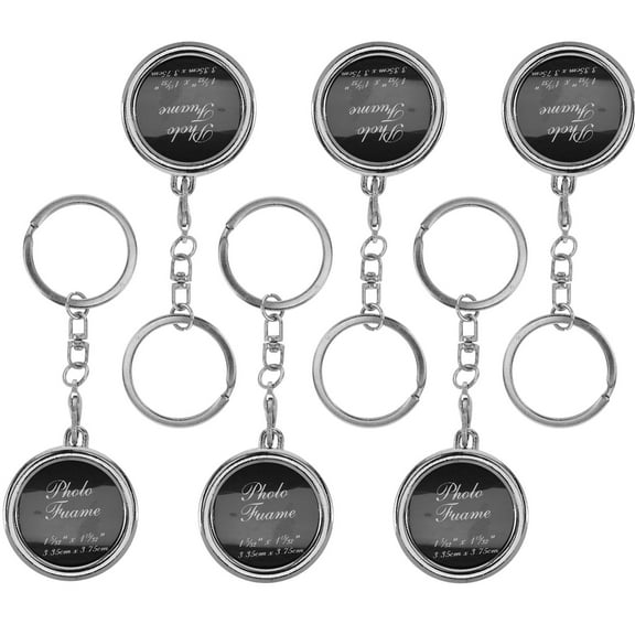 HINTRMENT 6Pcs Photo Keychain Metal Keychain with Circular Frame for Small Photos and Keepsakes
