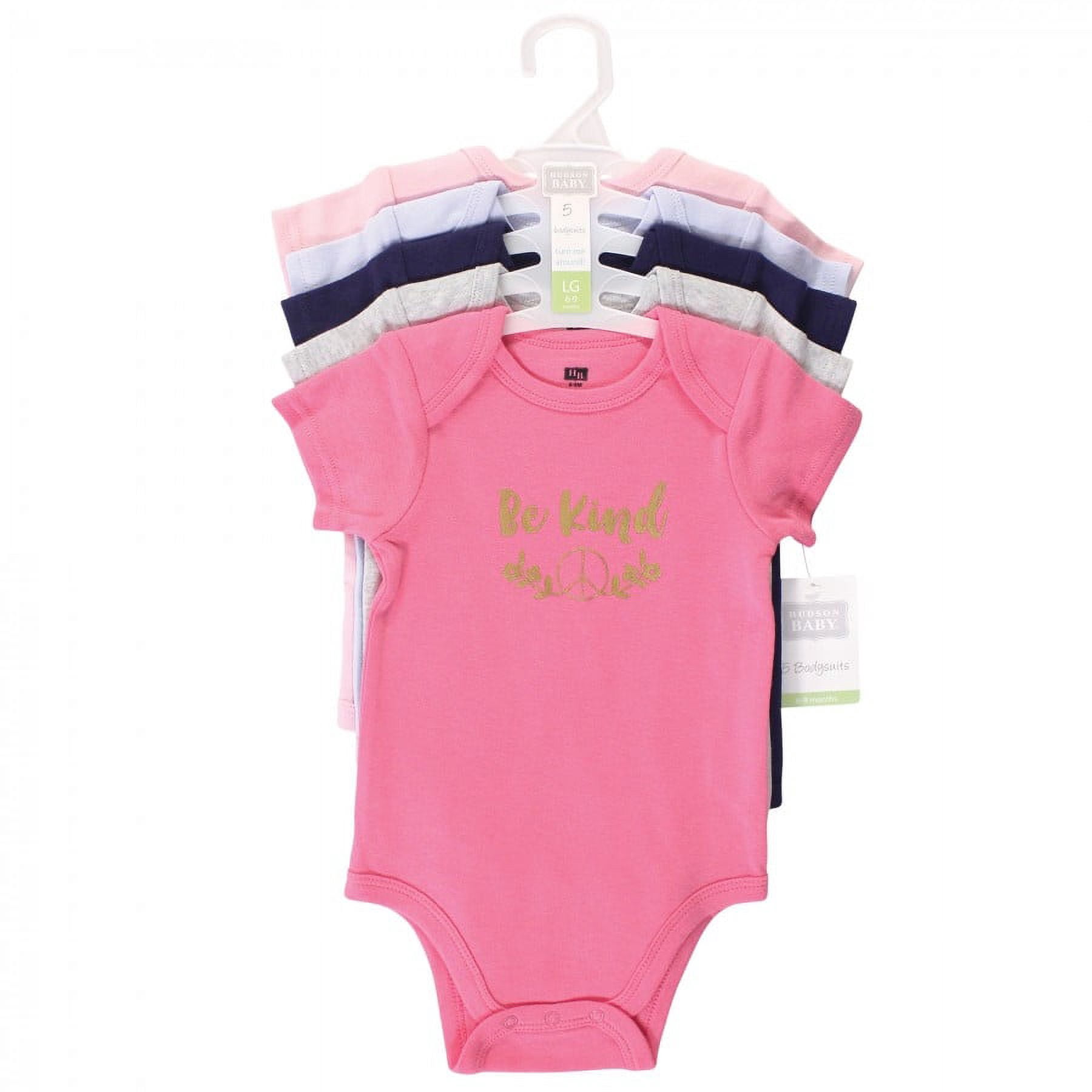 Hudson Baby Short Sleeve Bodysuits, 5-Pack, Newborn- 24 Months