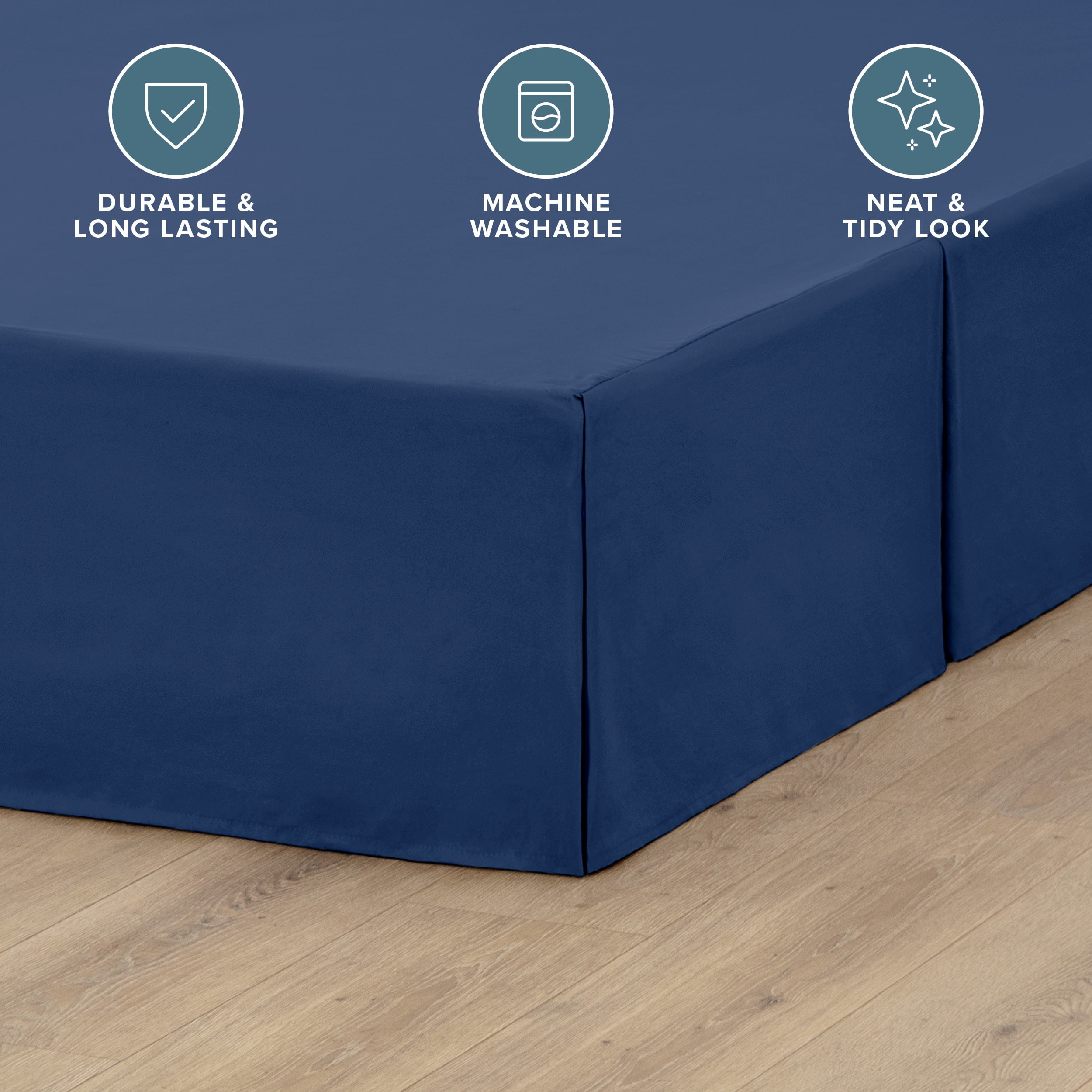 Bare Home Double Brushed Bed Skirt - Premium 1800 Collection - 15-inch Drop - Twin, Dark Blue