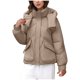thumbnail image 2 of Parkas de manga larga para mujer, chaqueta informal de algodón con capucha y mangas largas de colores., 2 of 9