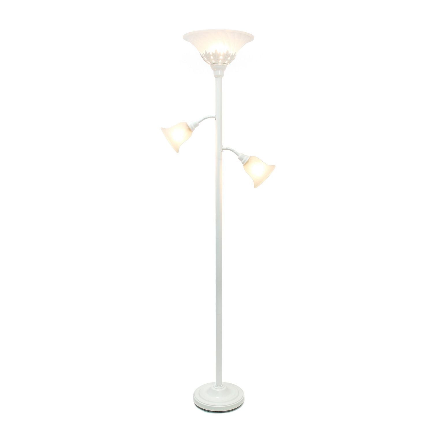 Elegant Designs 3 Light Floor Lamp with Scalloped Glass Shades
