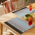 thumbnail image 4 of Aqua Floral Placemats Set of 6 Modern Farmhouse Leaves Brown Striped Place Mats Indoor Wipeable Table Mats Washable Cloth Dining Table Placemats for Kitchen Holiday Party Home Decor 13x19 Inch, 4 of 9