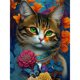 thumbnail image 1 of Pintura de diamante 5D DIY Kit de gato de taladro redondo completo Decoración del hogar Artesanía Hugtrwg Para estrenar, 1 of 9