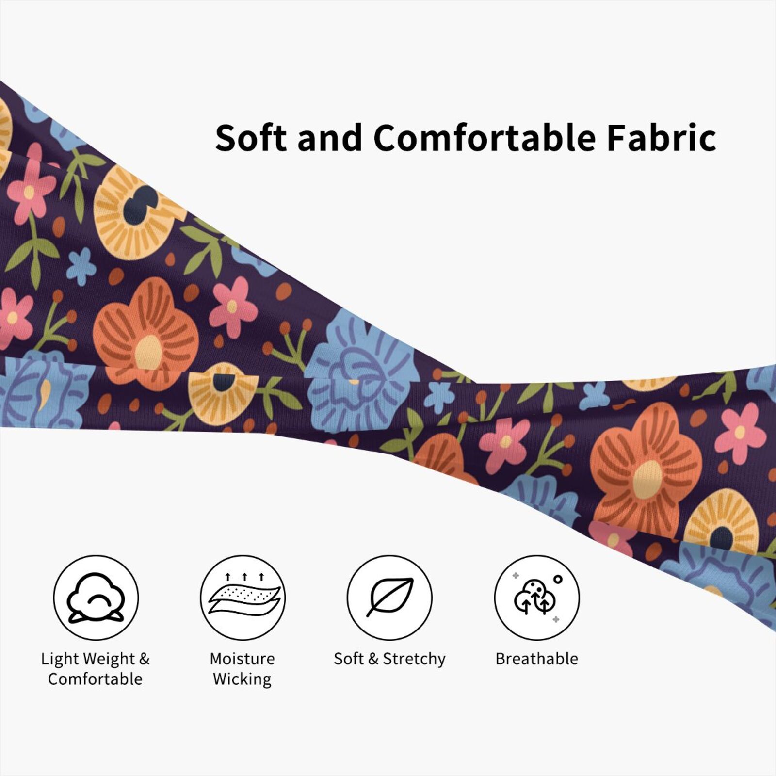 Floral Sport Headband for Running Workout Yoga Grip Moisture Wicking Floral Workout Headband: Stretchy Moisture-wicking Hair  main image 4