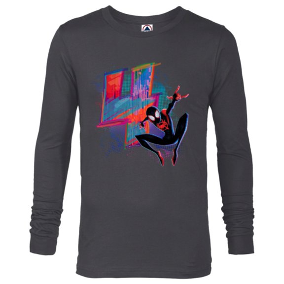 Marvel Spider-Man Miles Morales 4th Birthday Graphic - Long Sleeve T-Shirt for Men - Customized-Charcoal Heather