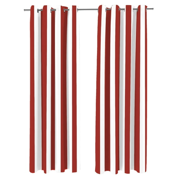 Jordan Manufacturing 54" x 84" Rust Stripe Grommet Semi-sheer Outdoor Curtain Panel (2 Pack)