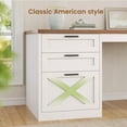 thumbnail image 2 of 55.1" Farmhouse Desk with 3 Drawers & Open Shelves, Home Office Desk with Power Outlets & File Drawer, Wood Desk with Ample Storage, Computer Desk for Bedroom, White & Brown Top, 2 of 8