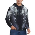 thumbnail image 2 of Wukai Elegant Feathered Floral Wings Print Men Hoodies Fleece Sweatshirts Long Sleeve Sweaters Pullover Fall Outfits Winter Clothes-X-Large, 2 of 7