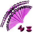 thumbnail image 3 of de medidor de oreja grande acrílico de 36 piezas, tapón de túnel cónico con juego de estiramiento de anillo tórico Púrpura Yuyangstore kit de estiramiento de orejas, 3 of 8