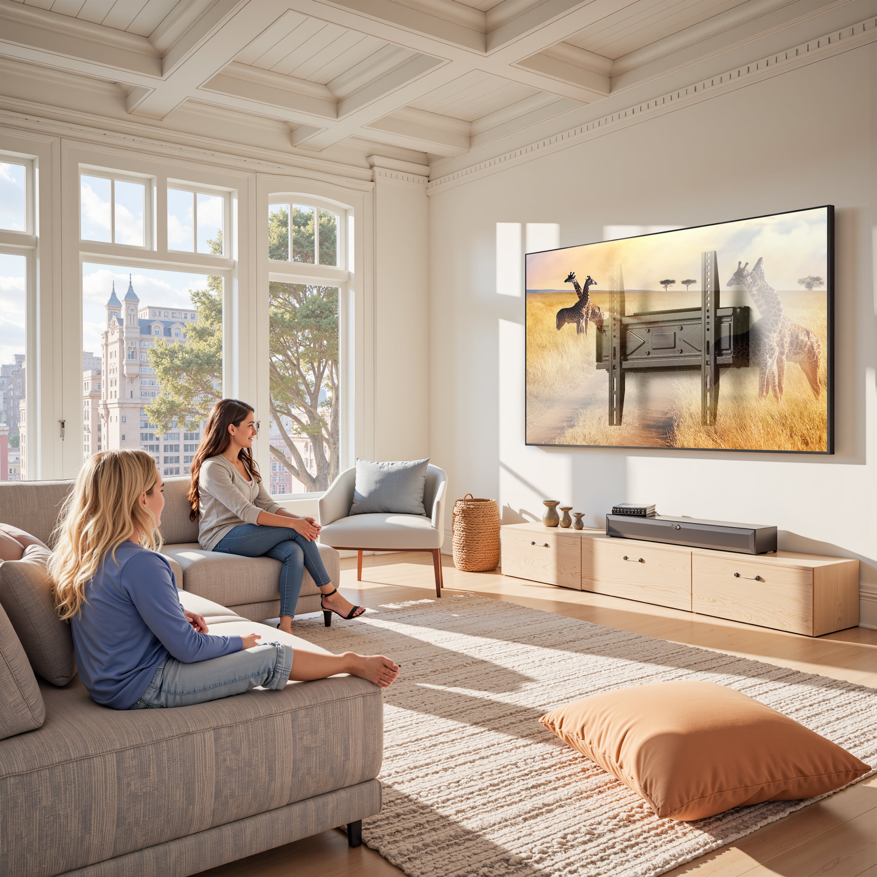 MountLiving Full Motion TV Wall Mount for 26-70" Screens, Articulating Bracket with Swivel,Tilt&Level, Max VESA 400x400mm, 99 lbs, Fits 12"/16" Studs