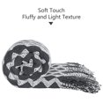 thumbnail image 2 of Flxxie Acrylic Knitted Throw Blanket with Decorative Tassel Couch Bed Sofa, 51" x 67", Dark Gray and White Chevron, 2 of 5