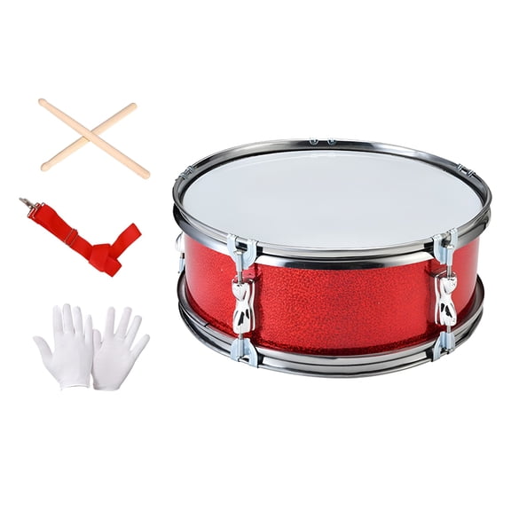 QAYOZ 11inch Snare Drum with Adjustable Strap Percussion Instrument for Teens Birthday Gifts Red
